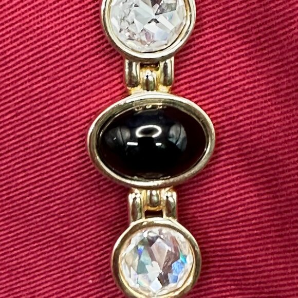 VTG Swarovski S.A.L. Crystal & Black Cabochon Brooch/Pin - Picture 8 of 14